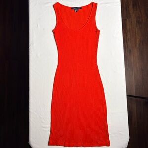 French Connection Orange Ribbed Bodycon Dress- 4